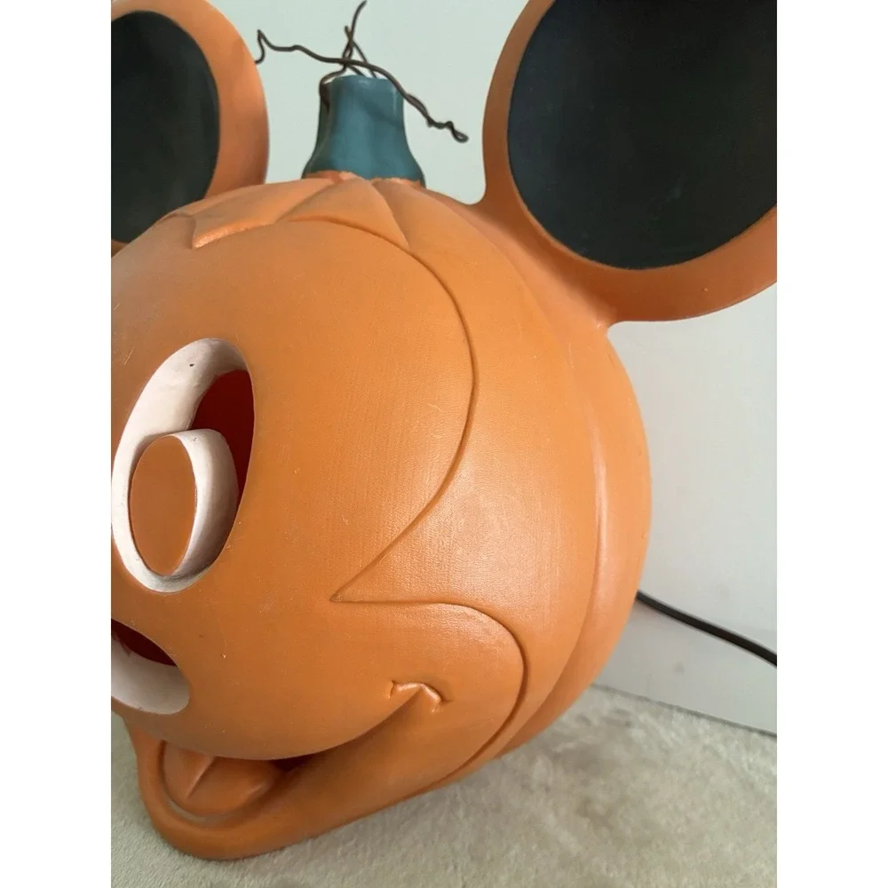 Mickey Mouse Jack O Lantern Halloween Blow Mold Plastic Light up Vintage